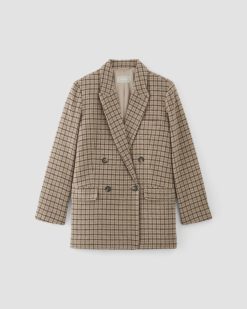 Alternative view of The ReWool® Double-Breasted Blazer | Beige Houndstooth