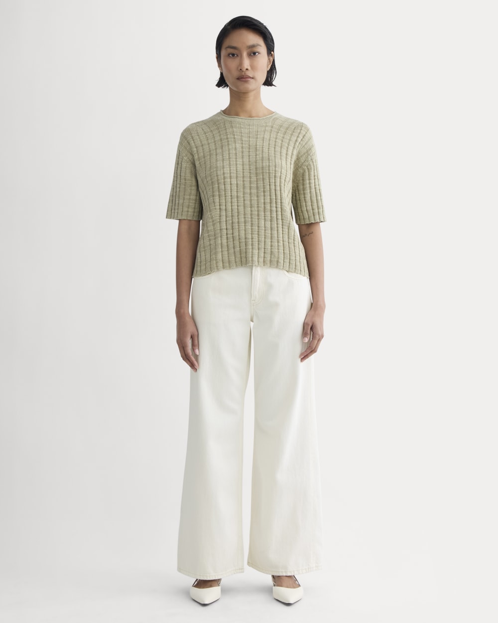 The Oversized Tee in Cotton Linen | Eucalyptus - Image 3