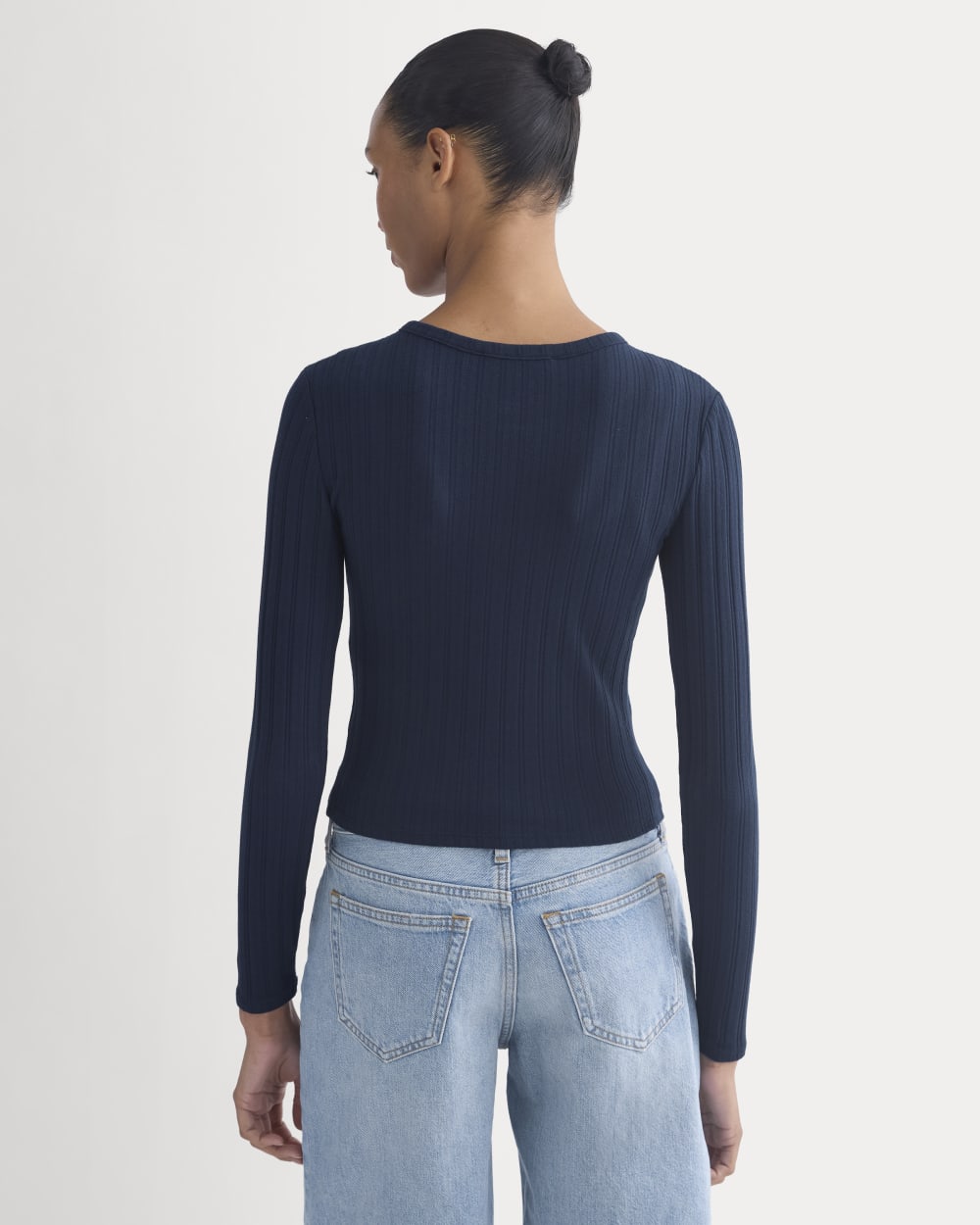 Cardigan in Pointelle | Deep Navy - Image 5