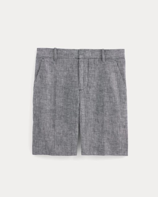 Alternative view of The 7 Linen Trouser Short | Navy Chambray