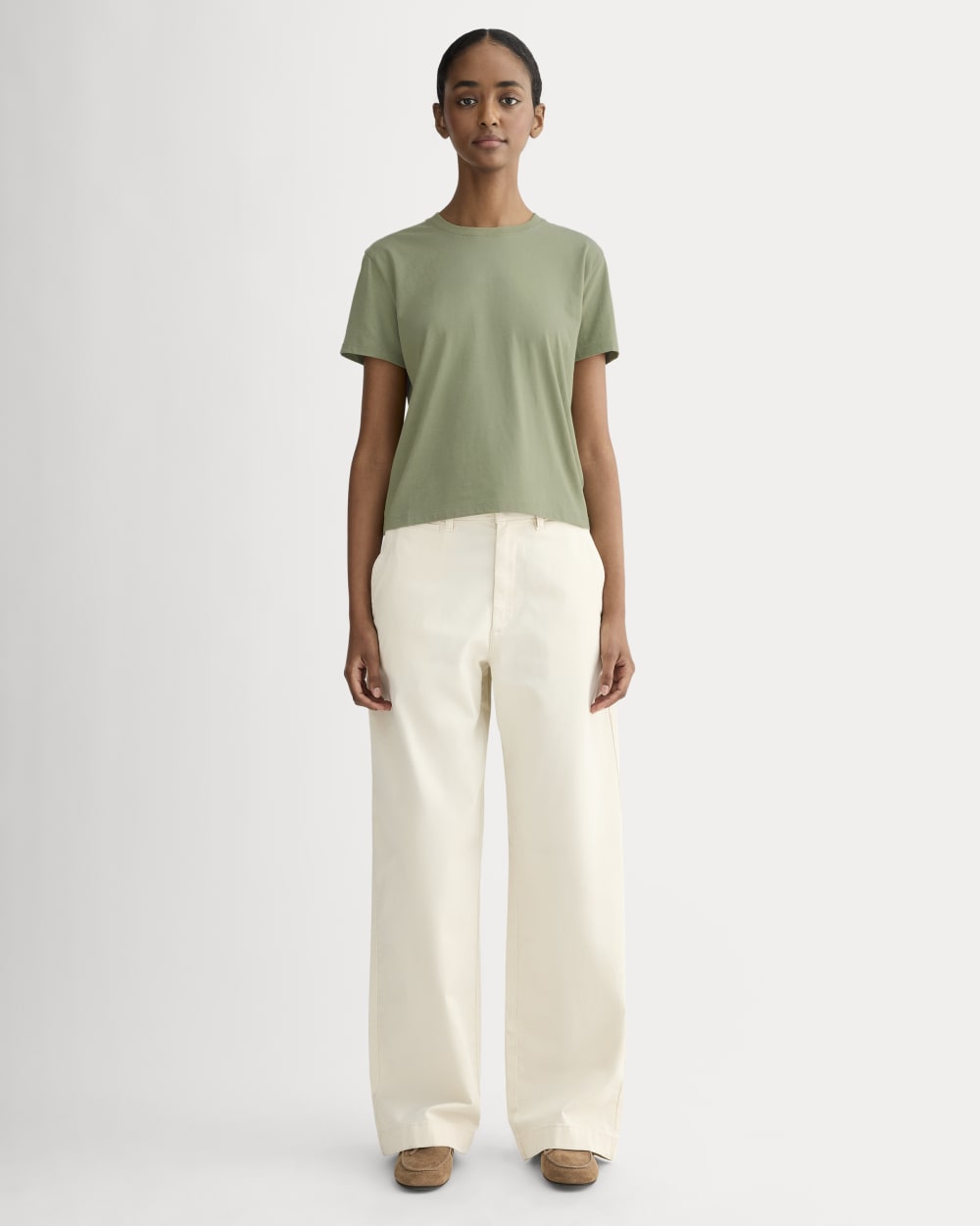 The Box-Cut Tee in Essential Cotton | Sagebrush | No Pocket - Image 3