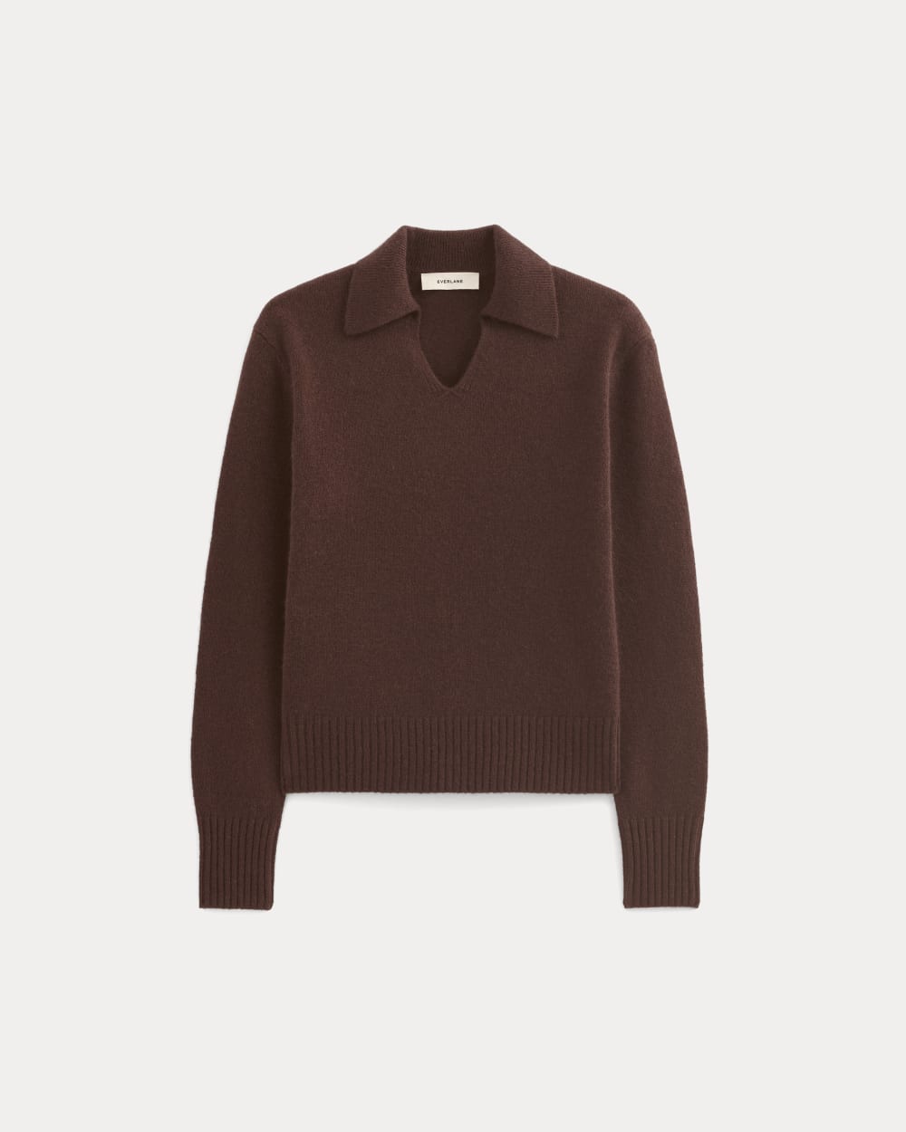 Cashmere Polo Sweater | Dark Mahogany - Image 2