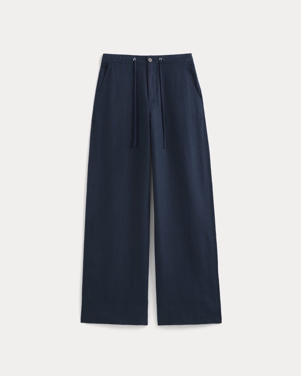 Wide-Leg Drawstring Pant in Linen | Navy - Image 2