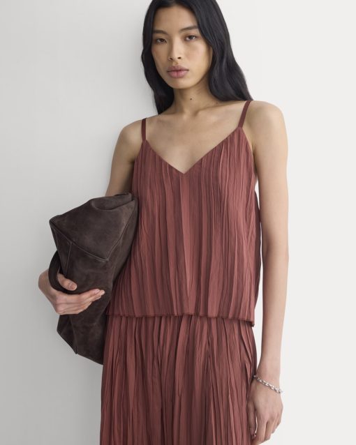 Crinkle Trapeze Tank | Henna Red