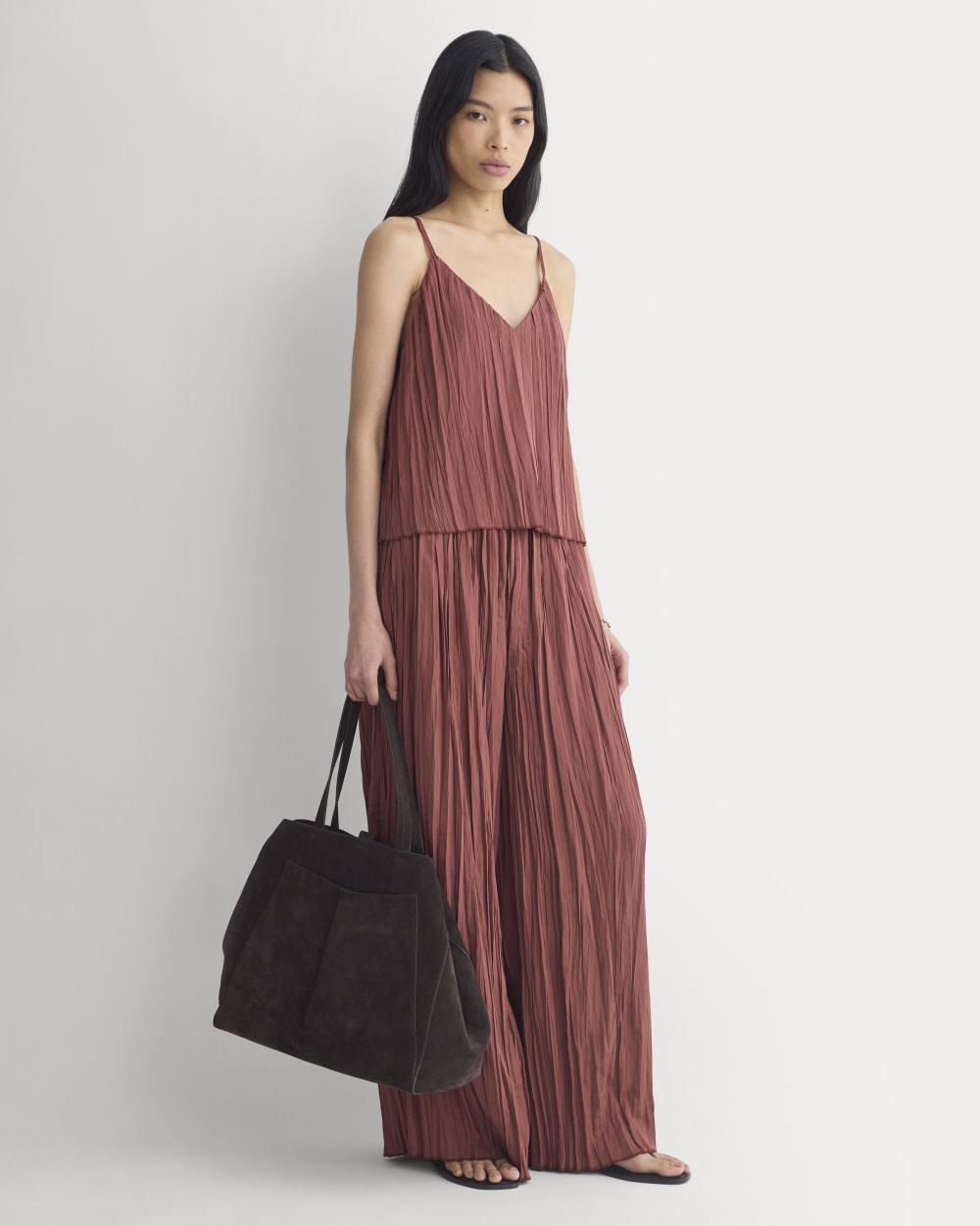 Crinkle Trapeze Tank | Henna Red - Image 3