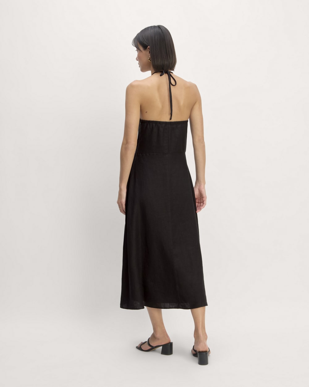 The Linen Halter-Neck Dress | Black - Image 6