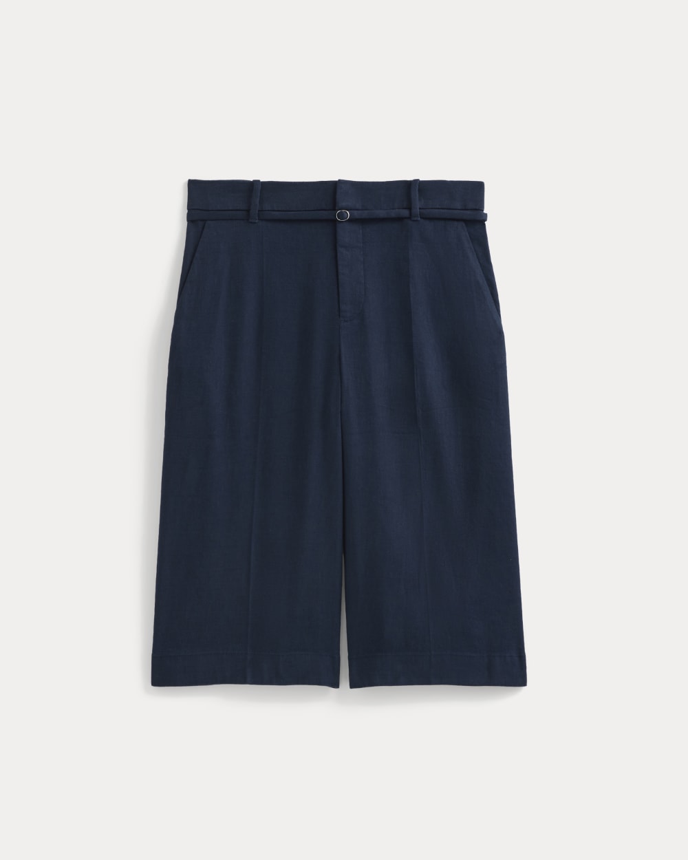 Long Tailored Short in Stretch Linen | Navy - Image 2