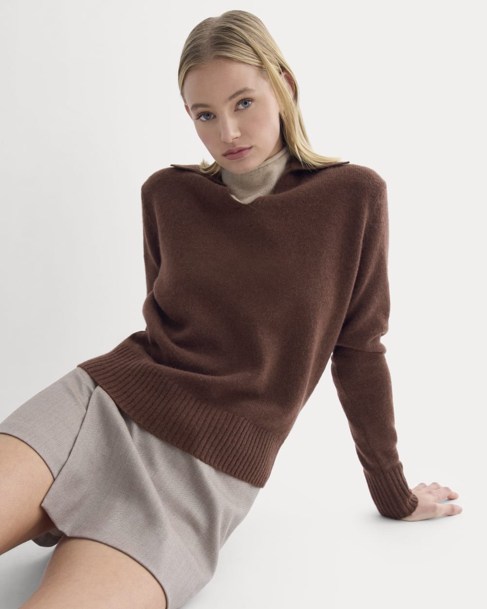 Cashmere Polo Sweater | Dark Mahogany - Image 4