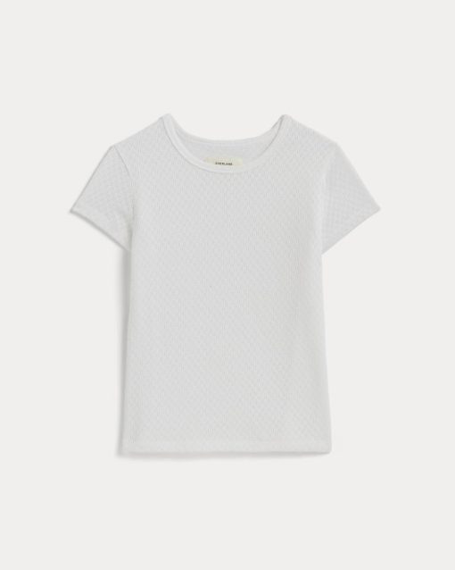 Alternative view of The Pointelle Short-Sleeve Tee | White