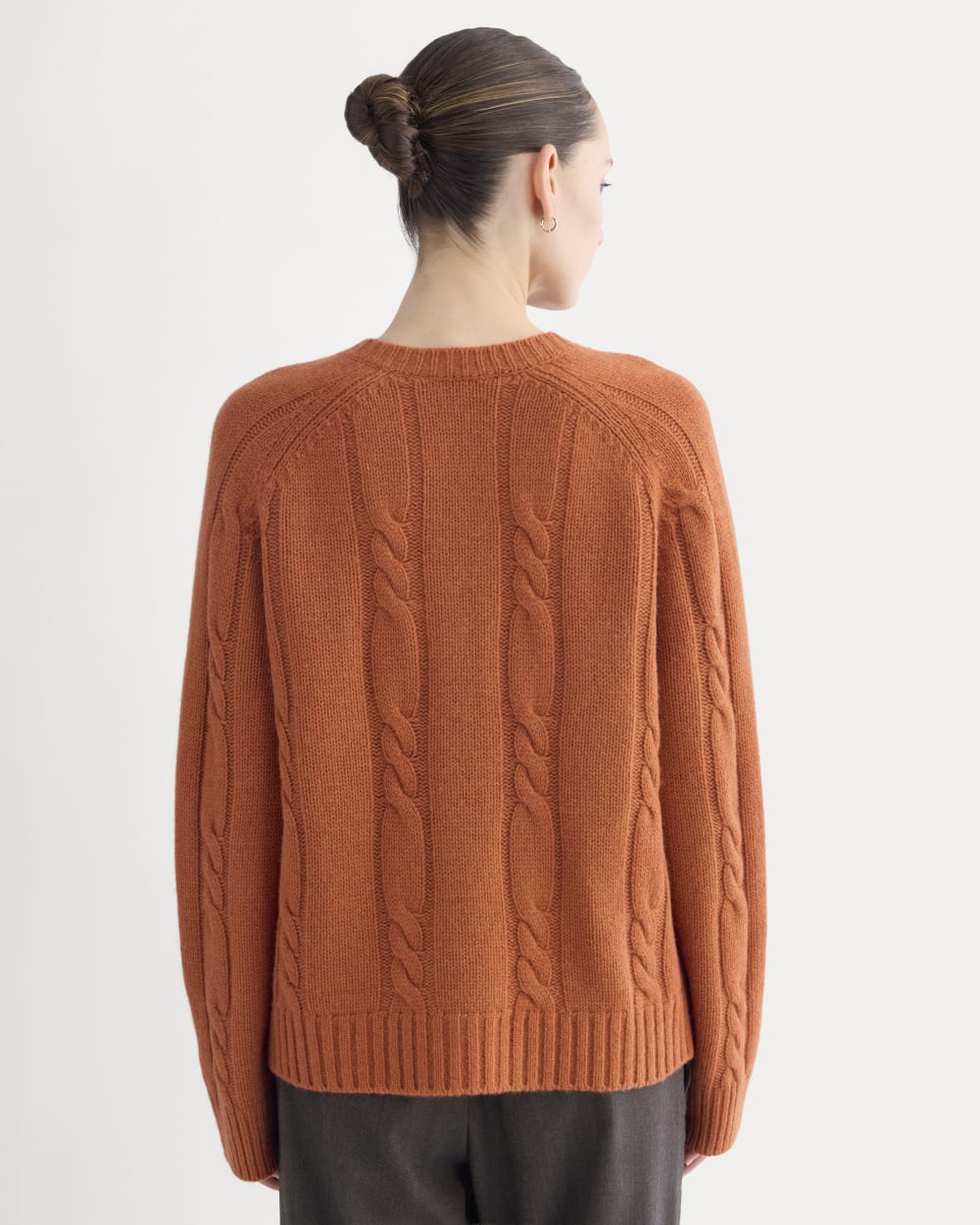Cable Cardigan in Extrafine Luxe Merino | Rust Heather - Image 5