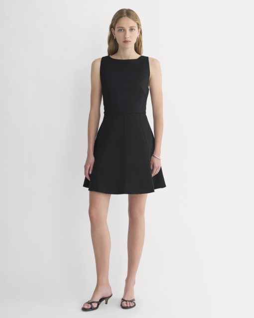 Seamed Open-Back Mini Dress | Black
