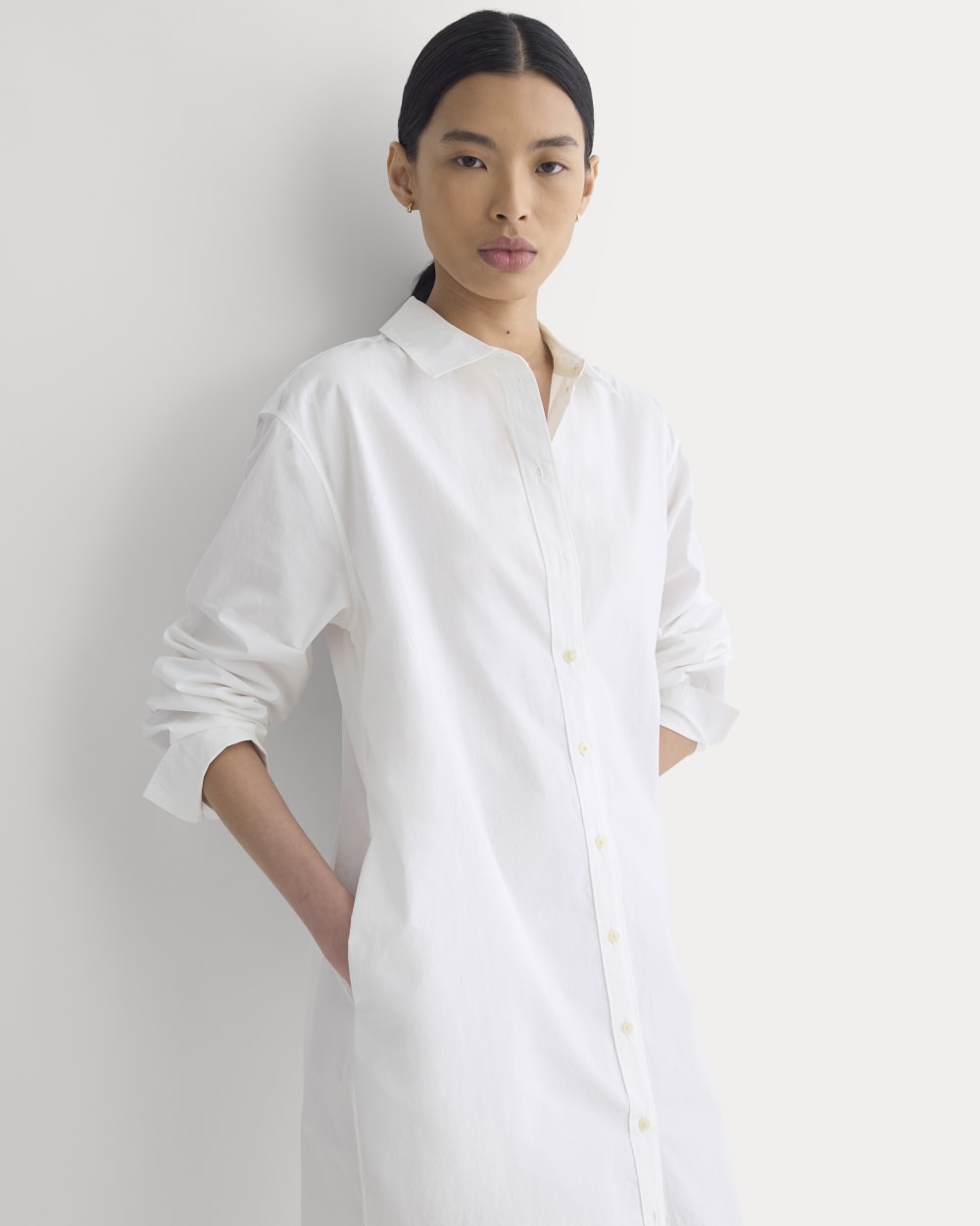 Midi Shirtdress in Ultrasoft Cotton | White - Image 3