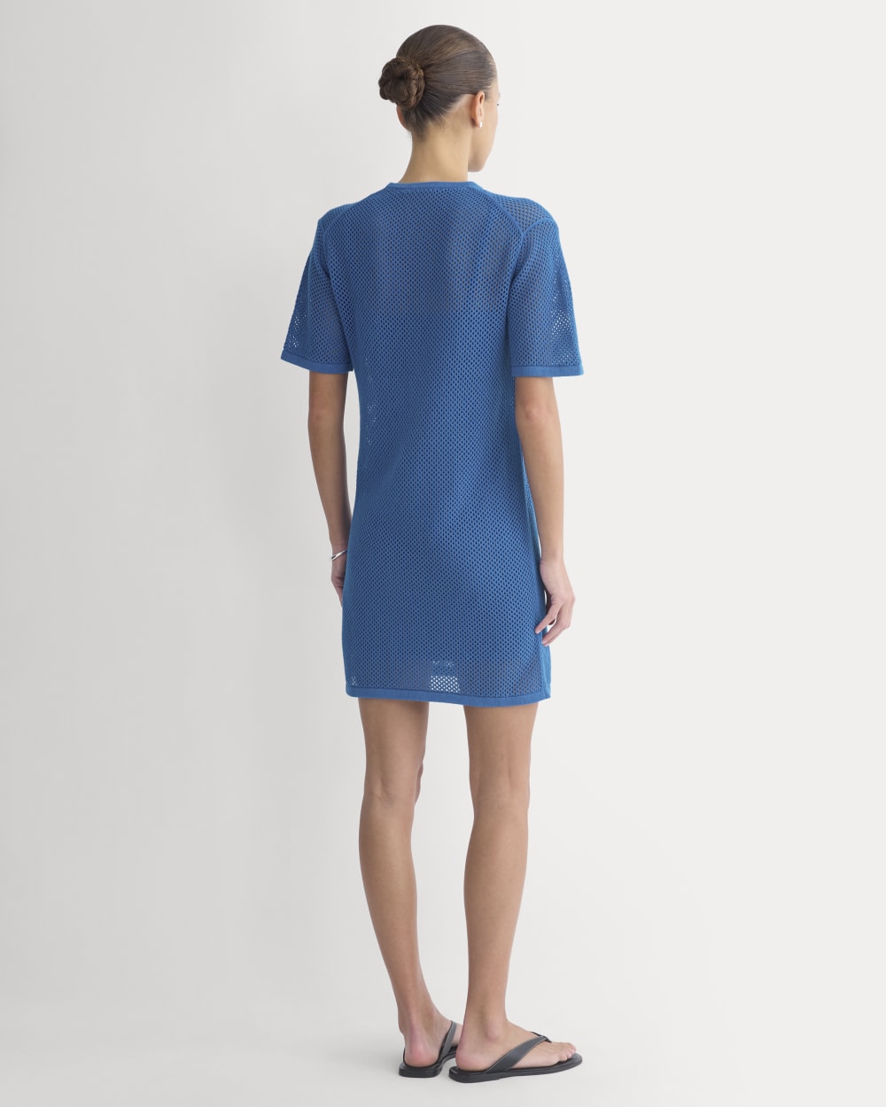 Mesh-Knit Short-Sleeve Dress | Imperial Blue - Image 4