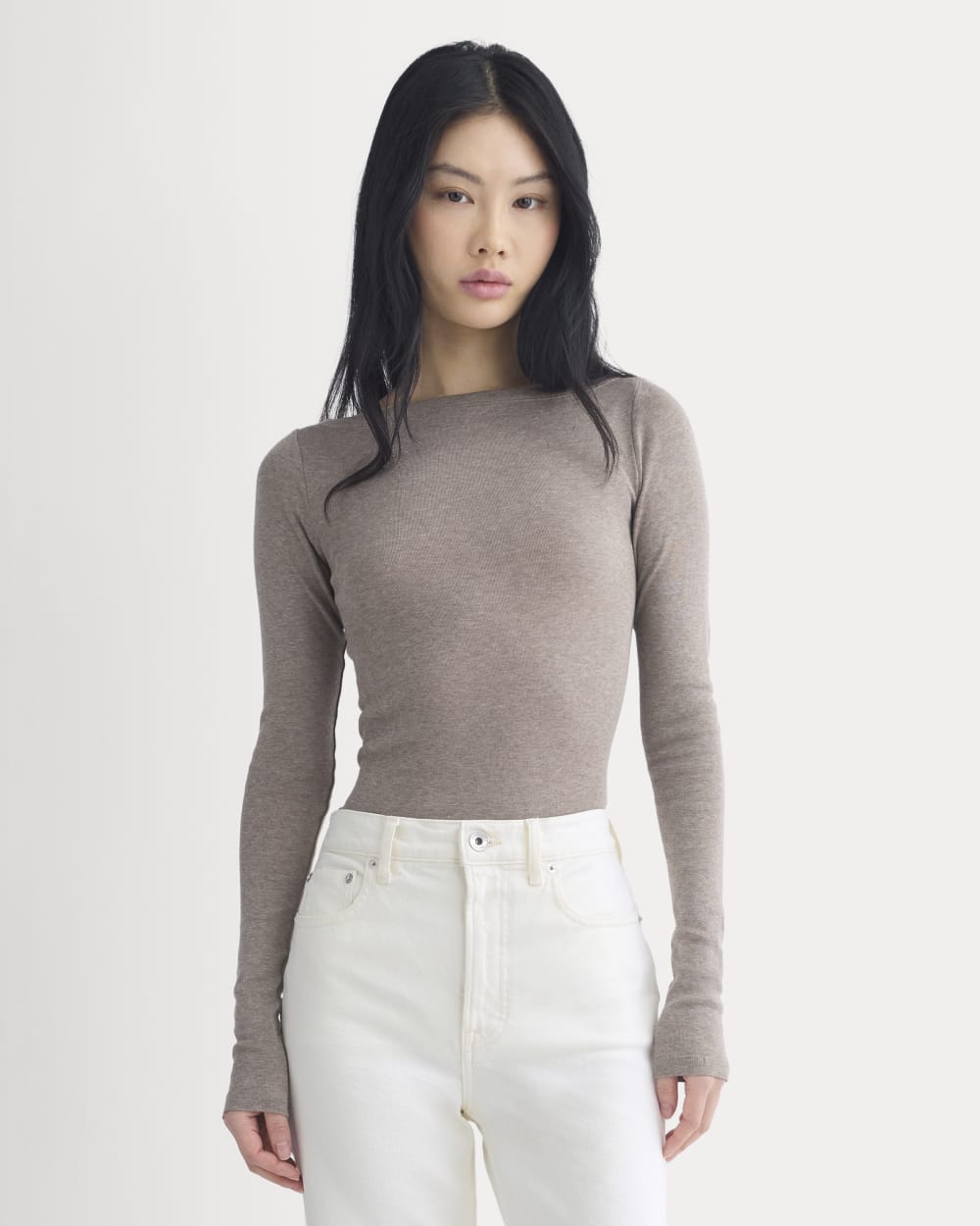 Tissue Boatneck Top | Heathered Chocolate Chip
