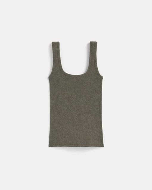 Alternative view of The Luxe Rib Square-Neck Tank | Heathered Fatigue