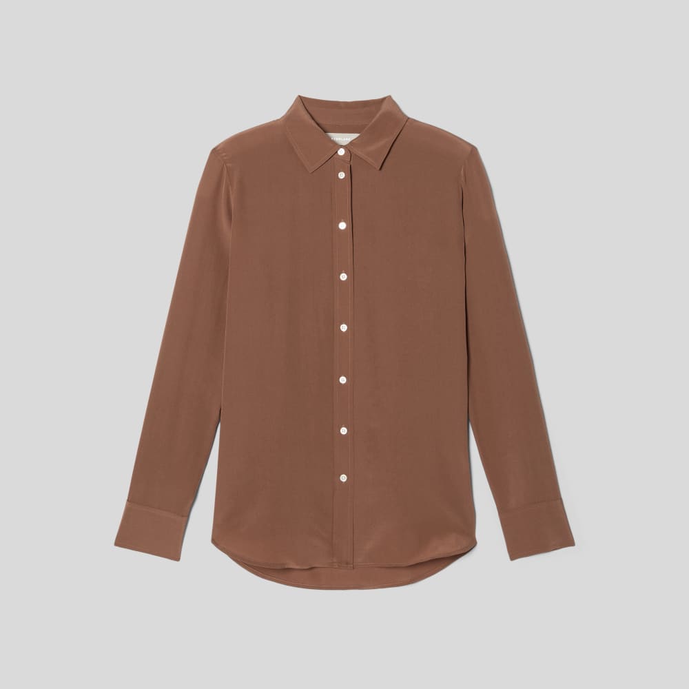 The Must-Have Shirt in Washable Silk | Carob Brown - Image 2