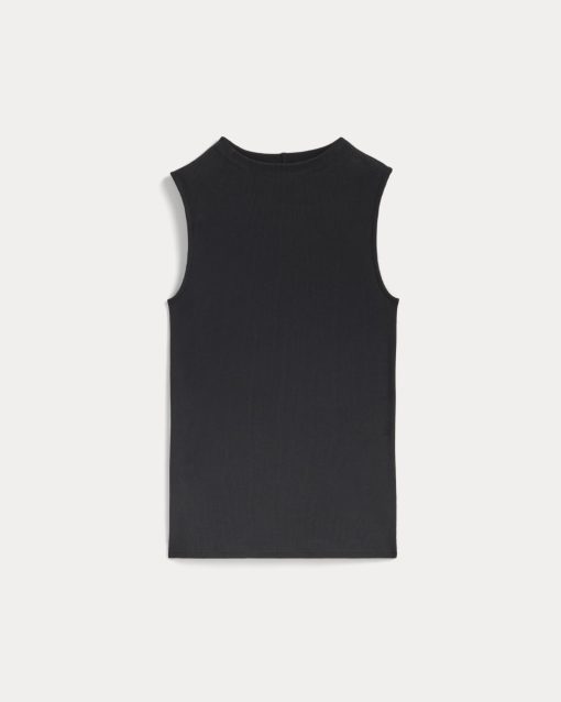 Alternative view of The Luxe Rib Funnel-Neck Tank | Black