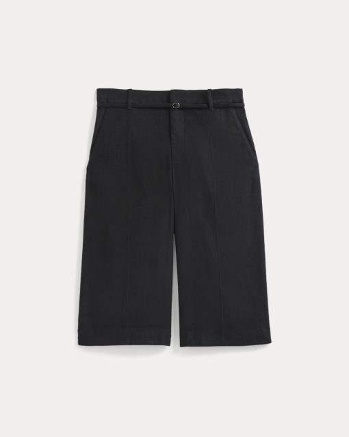 Alternative view of Long Tailored Short in Stretch Linen | Black