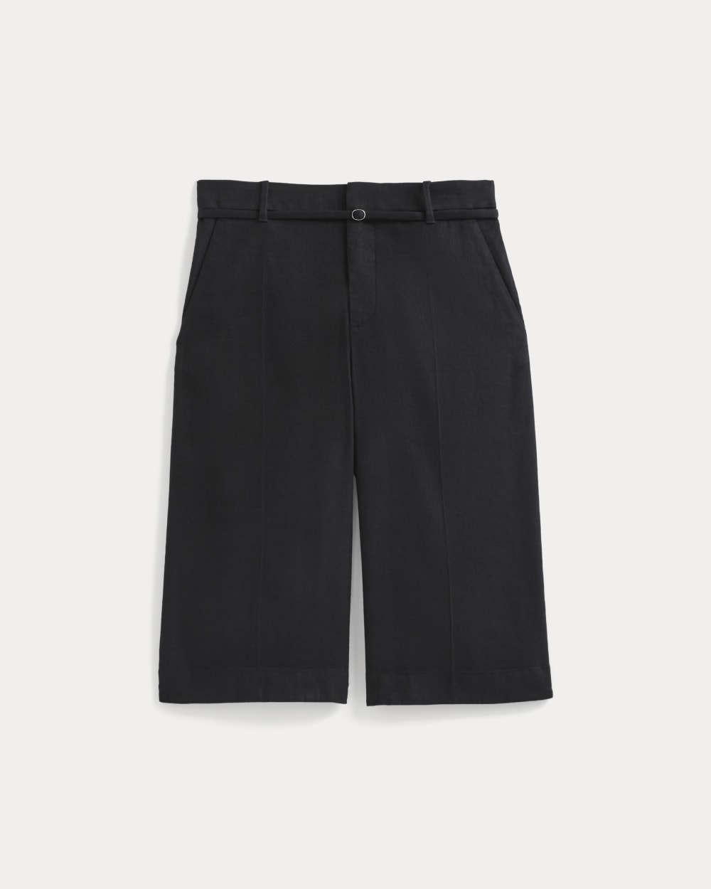 Long Tailored Short in Stretch Linen | Black - Image 2