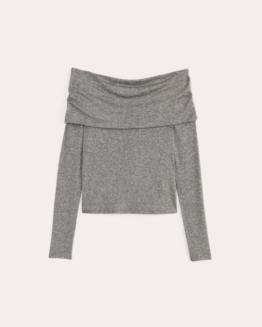 Alternative view of The Off-the-Shoulder Top in Butterluxe | Heather Charcoal