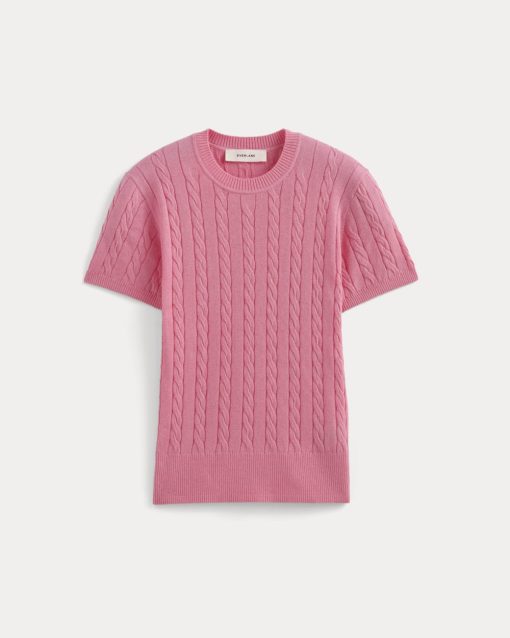 Alternative view of The Cable Crew in Cotton Cashmere | Deep Pink