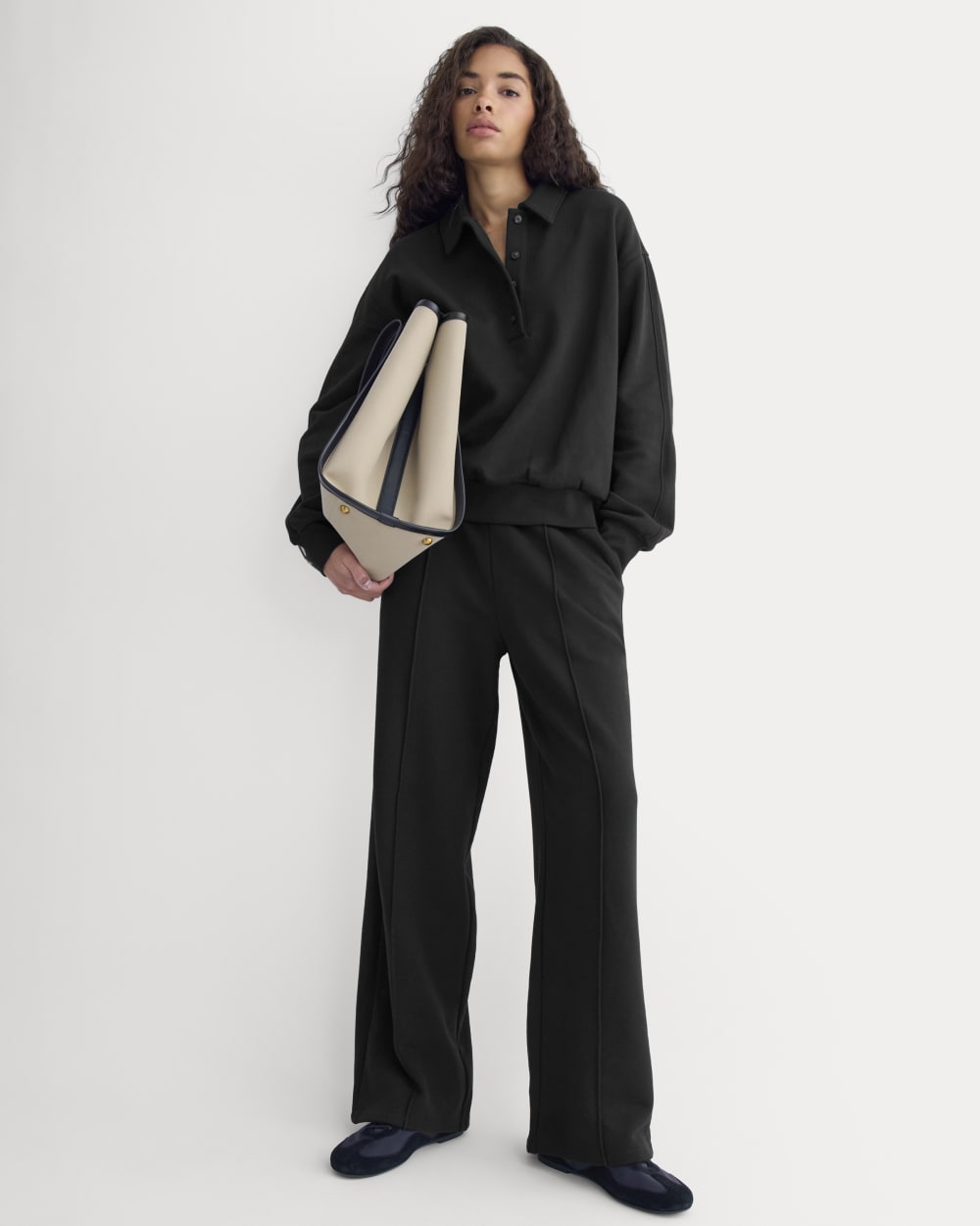 Lightweight Terry Pintuck Sweatpant | Black