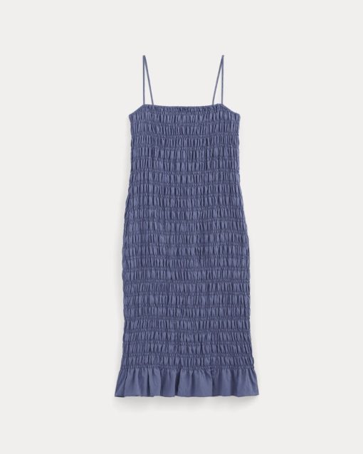 Alternative view of The Smocked Column Dress | Blue Dusk