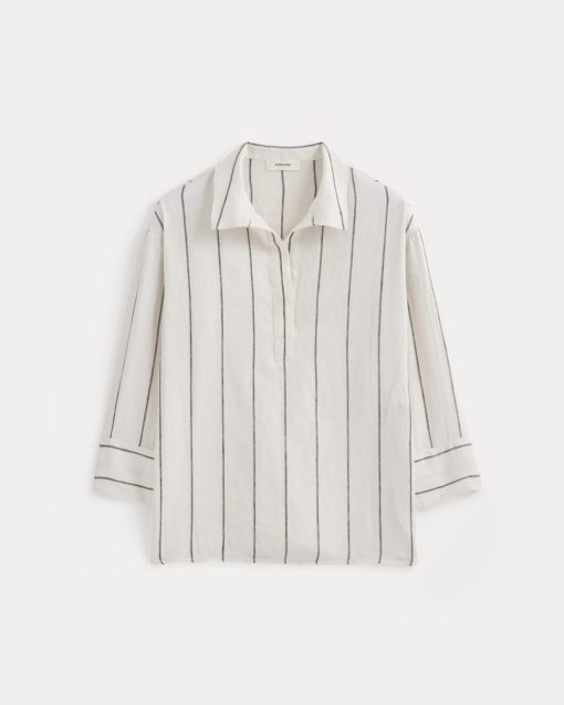 Alternative view of Popover Shirt in Linen | Gardenia/Meteorite