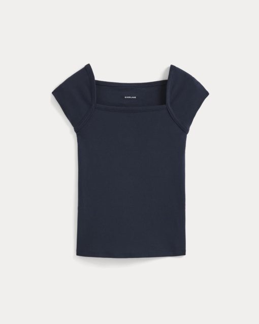 Alternative view of RetroSoft Cotton Square-Neck Tee | Navy