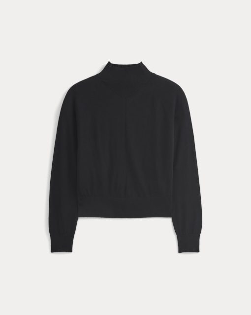 Alternative view of Mockneck Sweater In Ultrafine Merino | Black