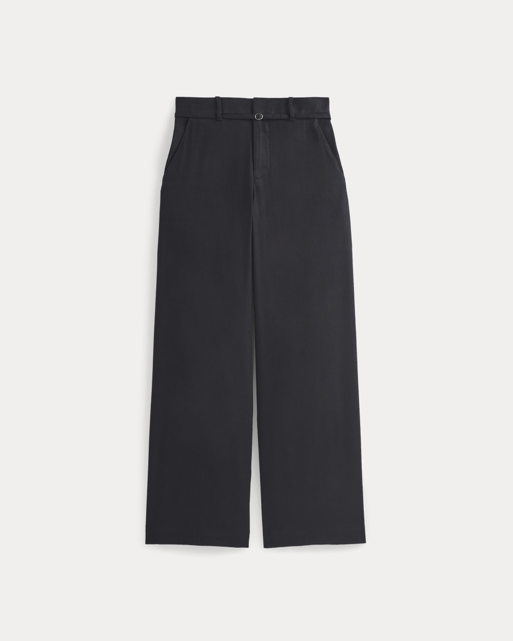 Wide-Leg Belted Pant in Stretch Linen | Black | Regular - Image 2