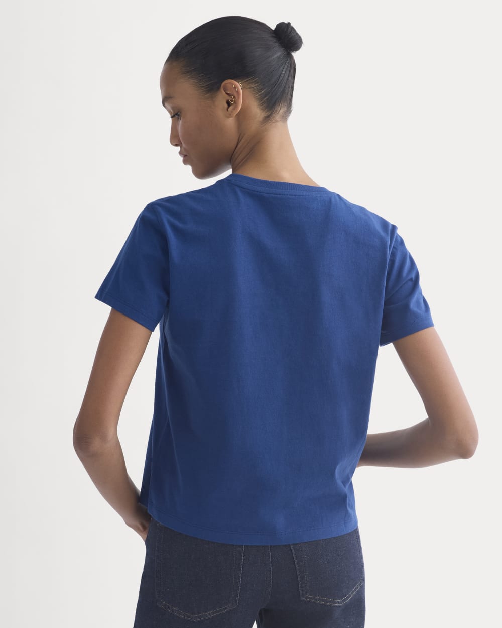 The Box-Cut Tee in Essential Cotton | Estate Blue | No Pocket - Image 5