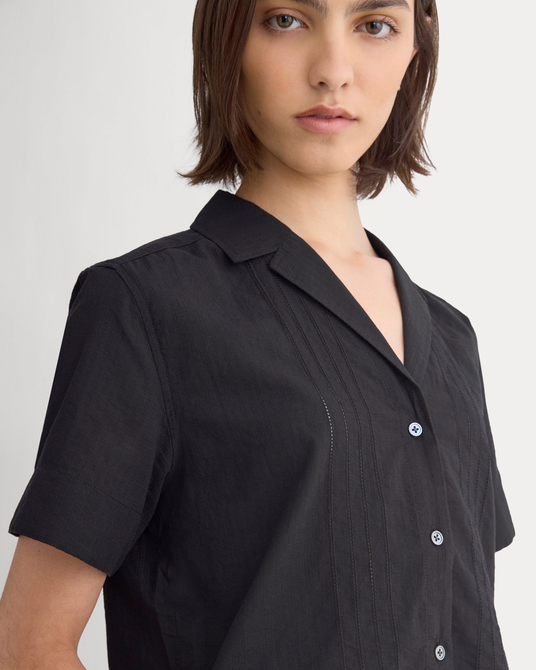 Cotton Gauze Resort Shirt | Black - Image 4