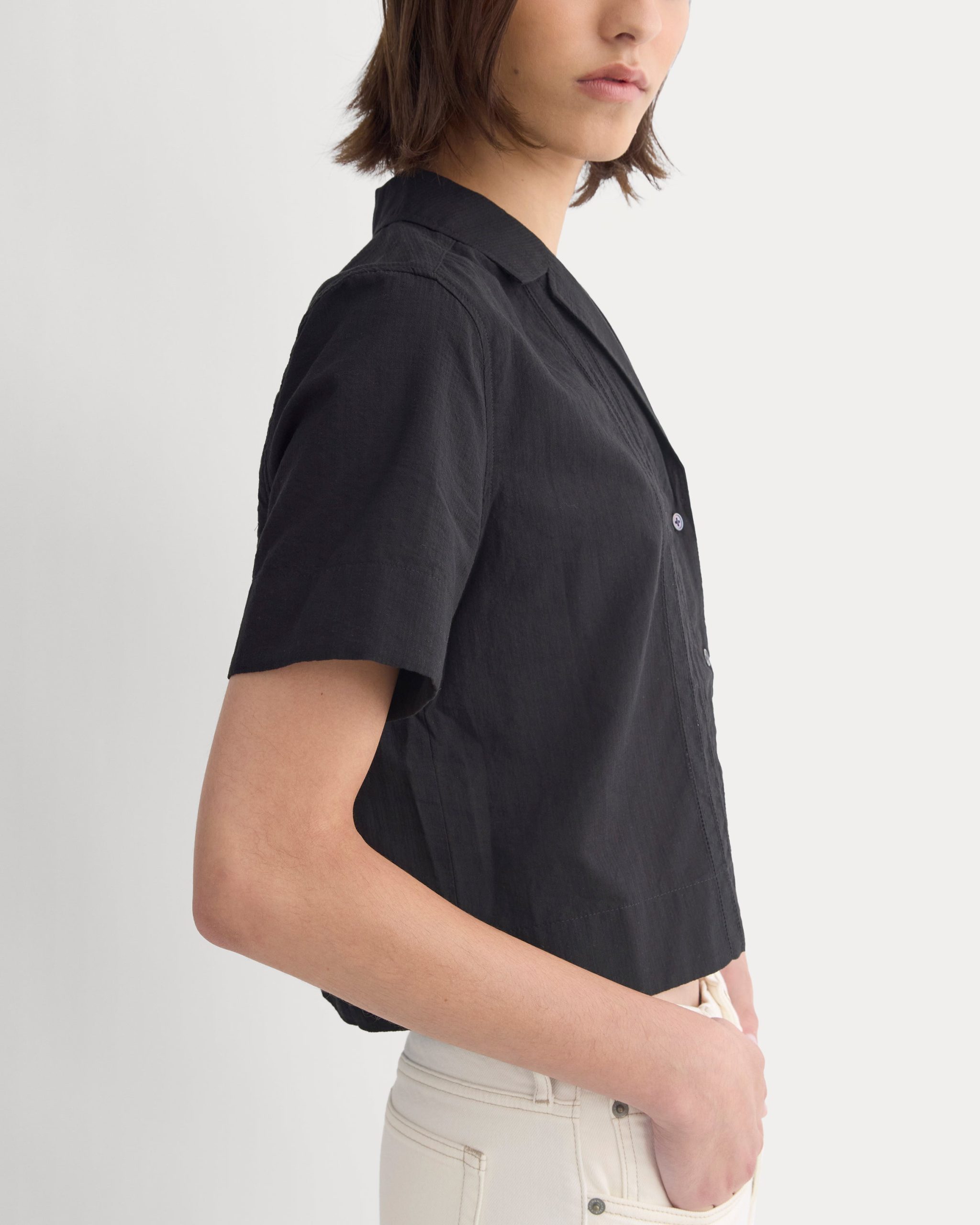Cotton Gauze Resort Shirt | Black - Image 5