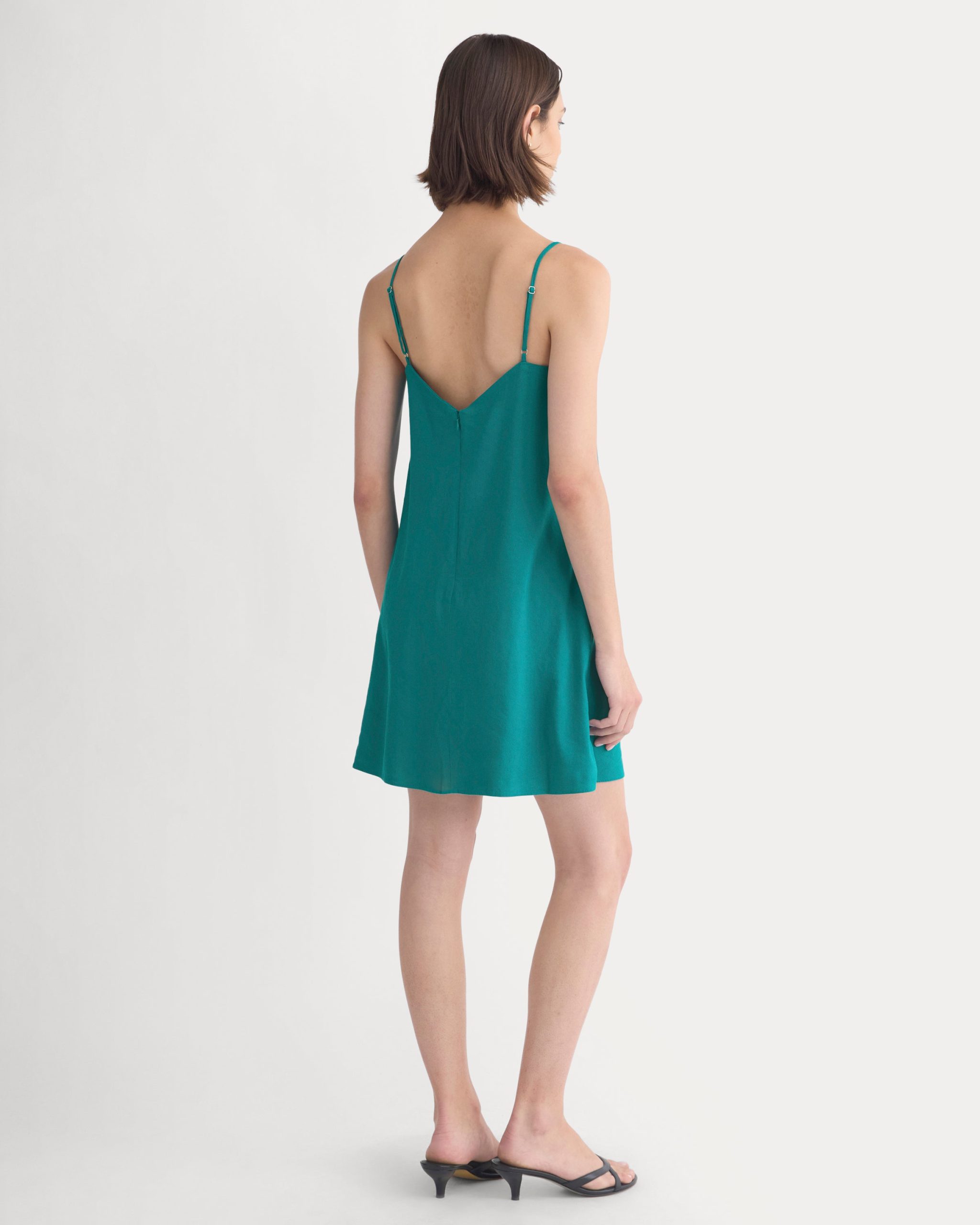 Mini Shift Dress in Stretch Linen | Everglade - Image 5