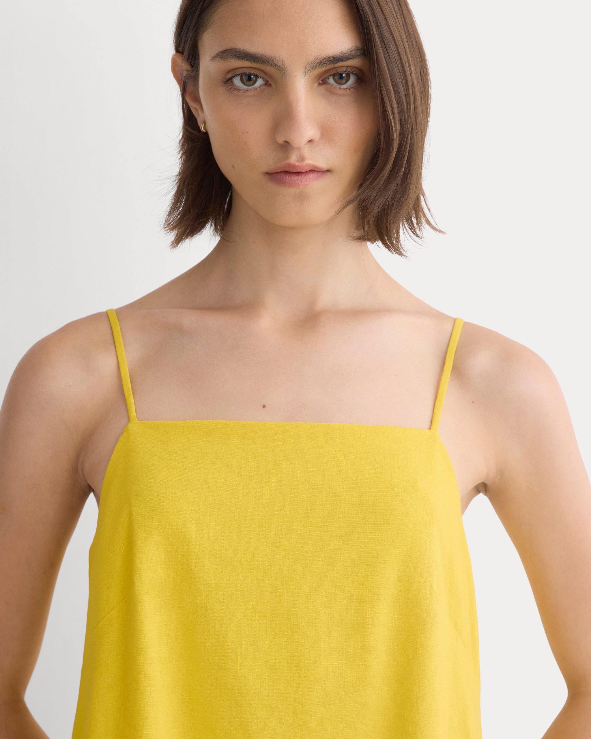 Mini Shift Dress in Stretch Linen | Passion Fruit - Image 4