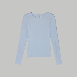 Alternative view of The Pima Micro-Rib Long-Sleeve Crew | Mist