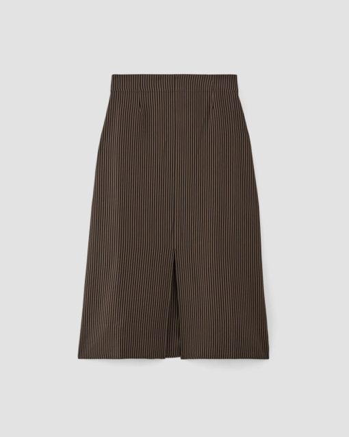 Alternative view of The Mini Jacquard Stripe Slip Skirt | Cocoa / Black