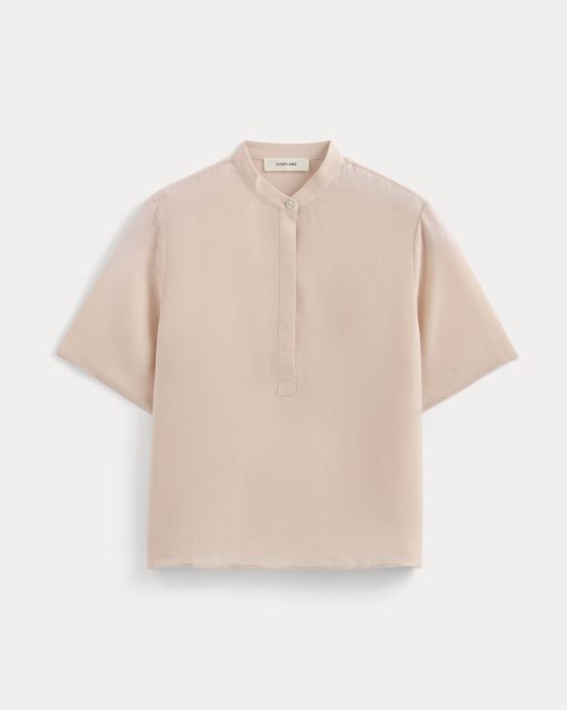 Alternative view of The Popover Top in Washable Silk | Soft Rose