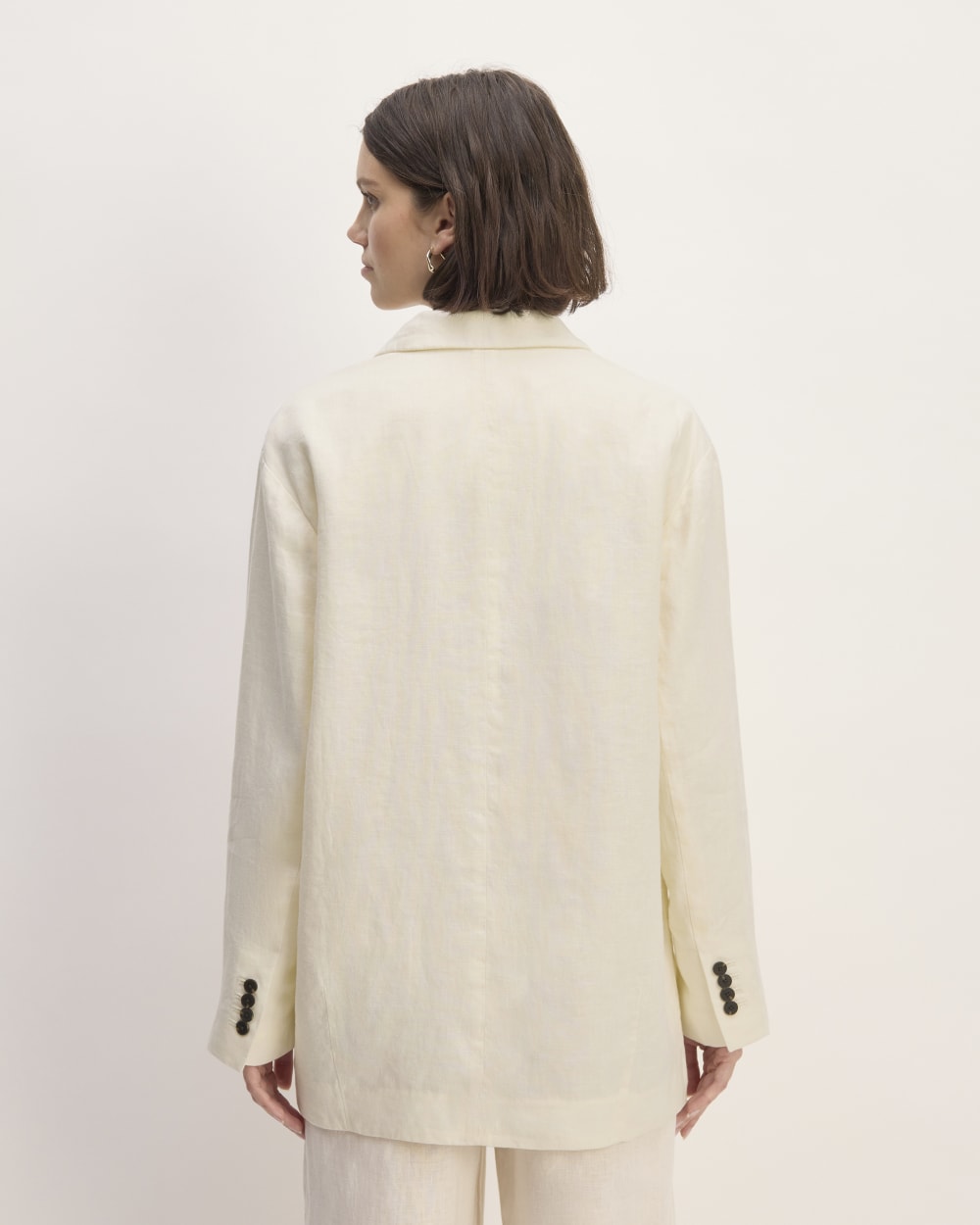 The Linen Double Breasted Blazer | Bone - Image 6