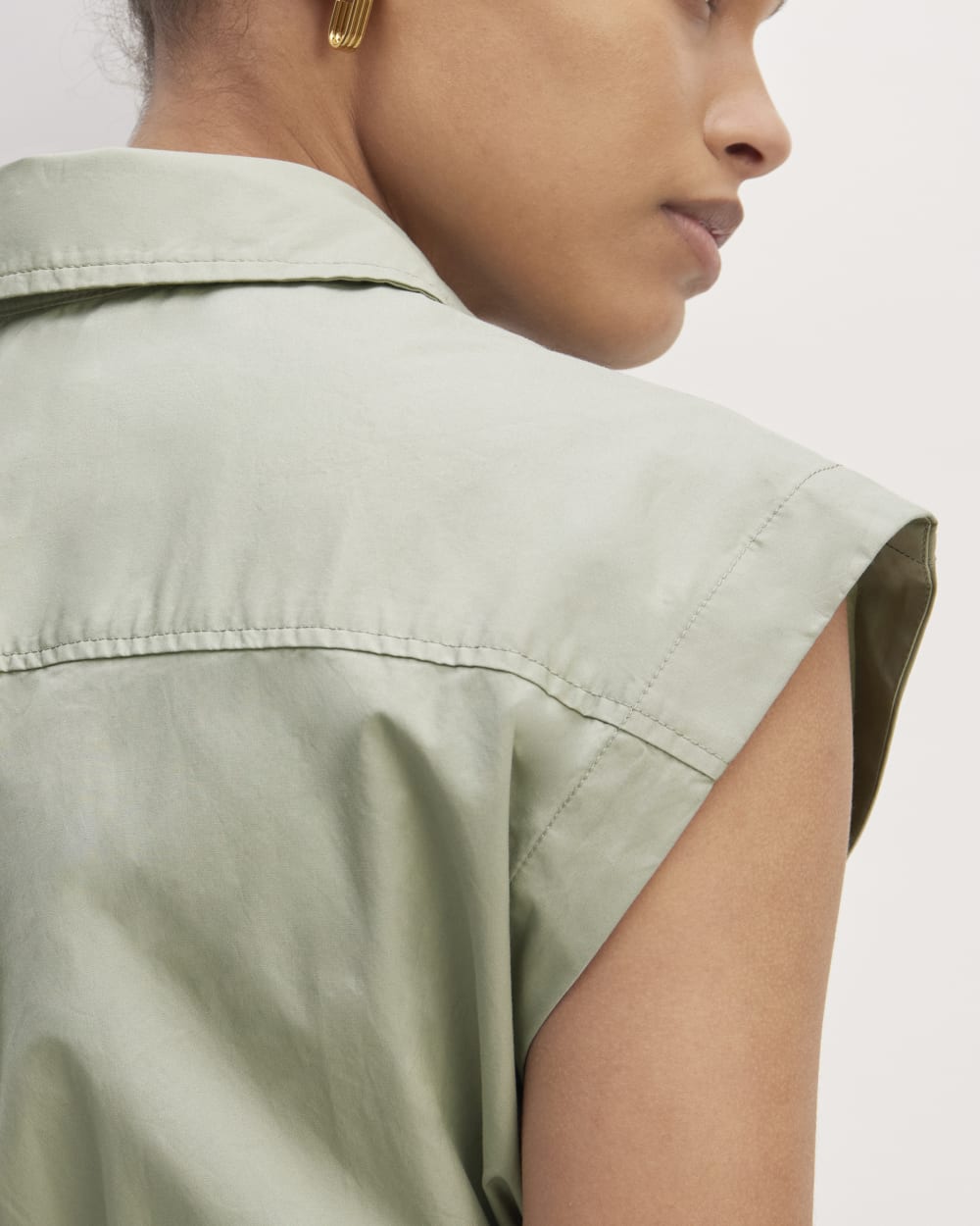 The Supima® Cotton Short-Sleeve Shirt Dress | Sage Green - Image 4