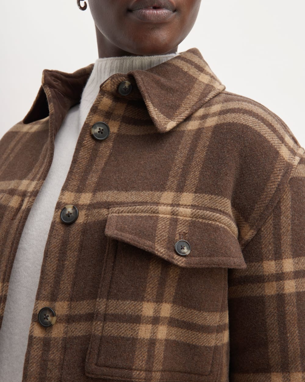 The Italian ReWool® Oversized Shirt Jacket | Brown / Camel - Image 4