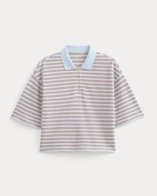 Alternative view of Pique Boxy Polo | Skywriting/Henna/Gardenia
