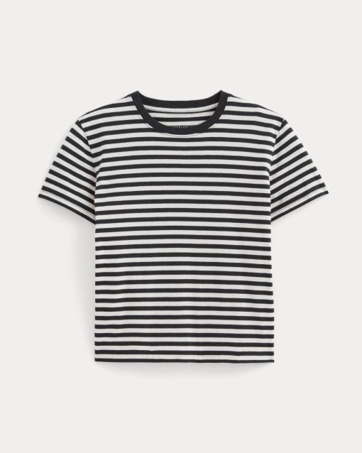 Alternative view of The Box-Cut Tee in Essential Cotton | Black / Bone | No Pocket