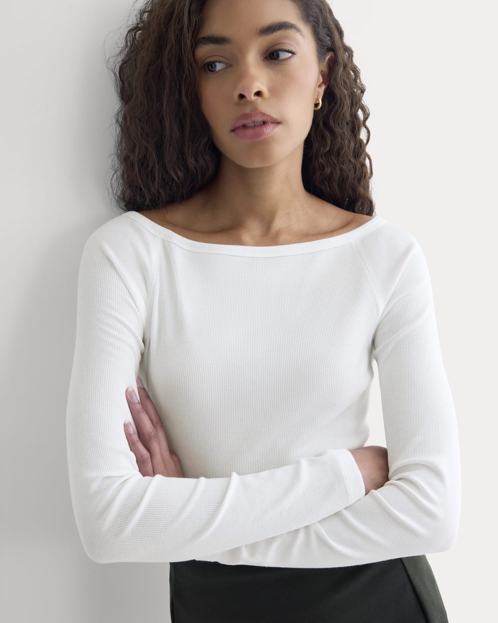 Luxe Rib Boatneck Top | White - Image 5