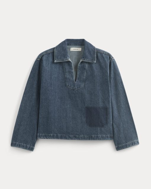 Alternative view of The Cropped Denim Tunic | Tungsten Blue Stone