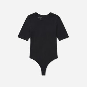 Alternative view of The Short-Sleeve Crew Neck Bodysuit | Black | Thong