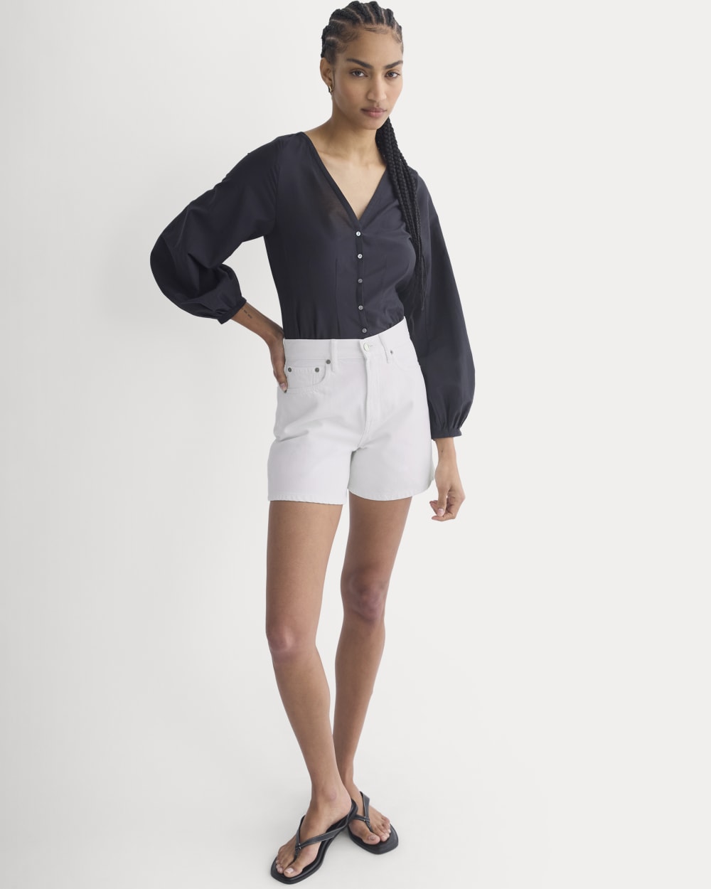 Way-High® A-Line Denim Short | Bright White - Image 4