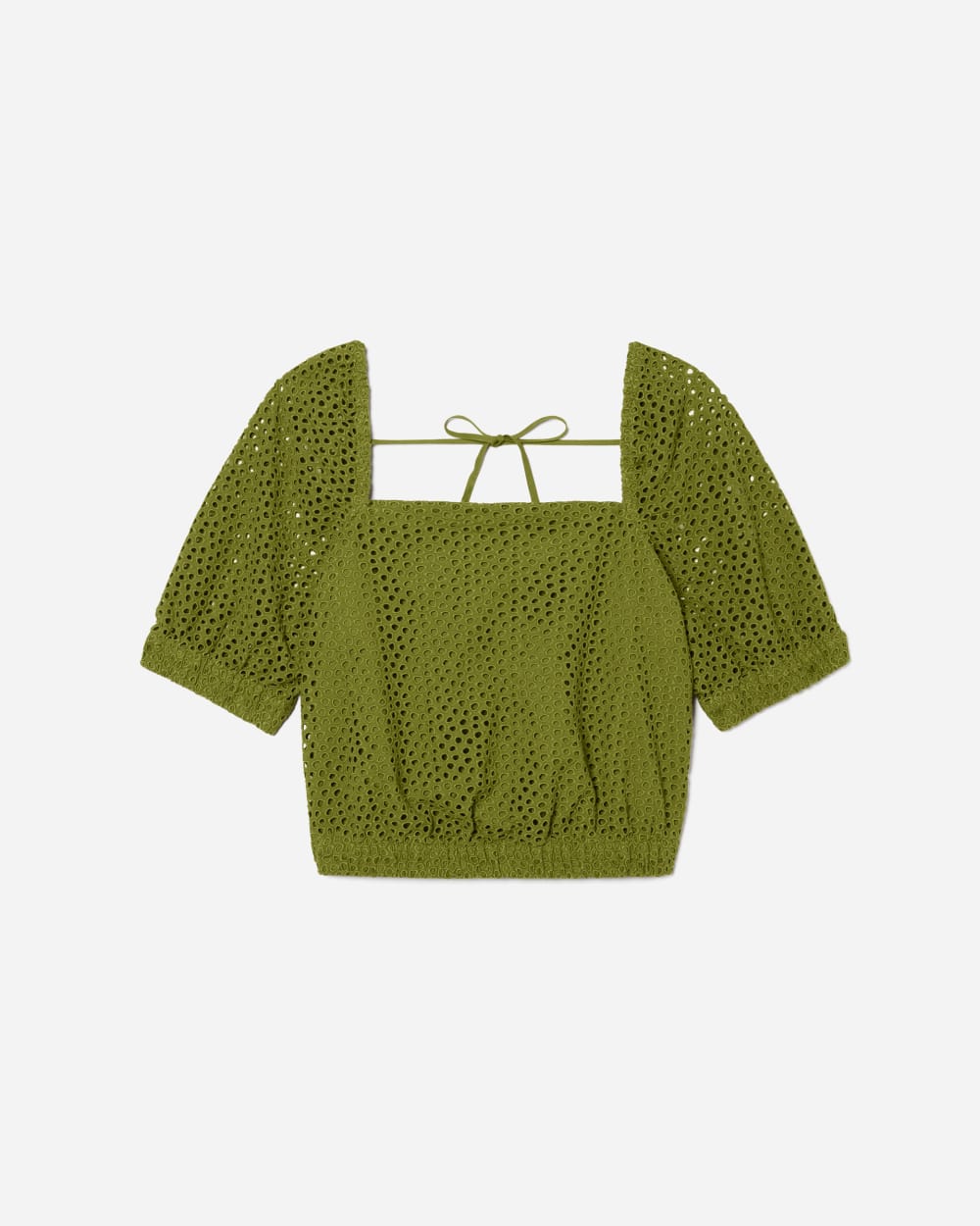 The Eyelet Puff Sleeve Top | Moss - Image 4