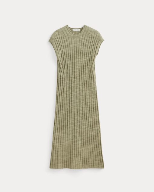 Alternative view of The Column Dress in Cotton Linen | Eucalyptus